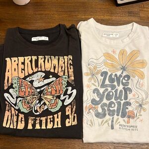 Two Abercrombie & Fitch logo t-shirts
